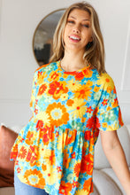 Load image into Gallery viewer, Sunflower&amp; Red Retro Floral Swing Babydoll Top
