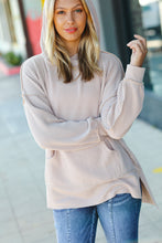 Load image into Gallery viewer, Cozy Up Taupe Mineral Wash Rib Knit Hoodie
