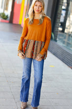 Load image into Gallery viewer, Autumn Days Rust Babydoll Paisley Bell Sleeve Top
