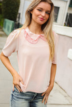 Load image into Gallery viewer, New Day Blush Flat Collar Floral French Terry Blouse
