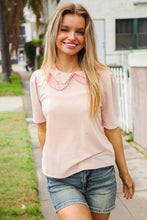 Load image into Gallery viewer, New Day Blush Flat Collar Floral French Terry Blouse

