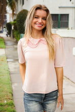 Load image into Gallery viewer, New Day Blush Flat Collar Floral French Terry Blouse
