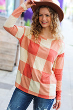 Load image into Gallery viewer, Give You Joy Rust Checker Plaid French Terry Top
