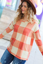 Load image into Gallery viewer, Rust Checker Plaid French Terry Top
