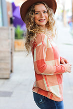 Load image into Gallery viewer, Rust Checker Plaid French Terry Top

