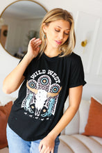 Load image into Gallery viewer, Black Cotton Wild West Graphic Tee

