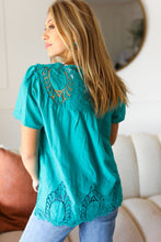 Load image into Gallery viewer, Teal Cotton Embroidered Button Down Cotton Top
