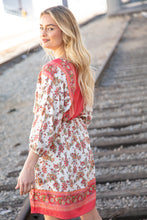 Load image into Gallery viewer, Coral Boho Challis Surplice Pocketed Dress

