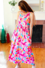 Load image into Gallery viewer, Hello Beautiful Fuchsia Abstract Floral Fit &amp; Flare Maxi Dress
