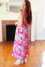 Load image into Gallery viewer, Hello Beautiful Fuchsia Abstract Floral Fit &amp; Flare Maxi Dress
