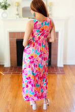 Load image into Gallery viewer, Hello Beautiful Fuchsia Abstract Floral Fit &amp; Flare Maxi Dress
