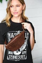 Load image into Gallery viewer, Brown Vegan Suede Sling Fringe Fanny Pack/Crossbody
