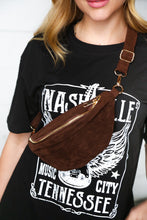 Load image into Gallery viewer, Brown Vegan Suede Sling Fringe Fanny Pack/Crossbody
