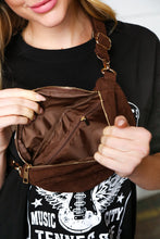 Load image into Gallery viewer, Brown Vegan Suede Sling Fringe Fanny Pack/Crossbody
