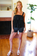 Load image into Gallery viewer, Black Eyelet Tiered Sleeveless Lined Top
