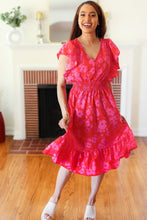 Load image into Gallery viewer, Remember Me Red &amp; Pink Floral Print Smocked Waist Midi Dress
