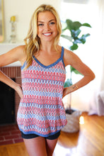 Load image into Gallery viewer, Red White &amp; Blue Squiggly Striped Sleeveless Top
