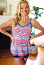Load image into Gallery viewer, Red White &amp; Blue Squiggly Striped Sleeveless Top
