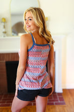 Load image into Gallery viewer, Red White &amp; Blue Squiggly Striped Sleeveless Top
