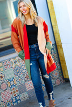 Load image into Gallery viewer, Latte Ready Rust &amp; Taupe Color Block Open Knit Cardigan
