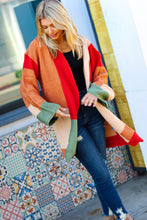 Load image into Gallery viewer, Latte Ready Rust &amp; Taupe Color Block Open Knit Cardigan
