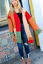 Load image into Gallery viewer, Latte Ready Rust &amp; Taupe Color Block Open Knit Cardigan
