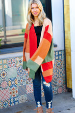 Load image into Gallery viewer, Latte Ready Rust &amp; Taupe Color Block Open Knit Cardigan
