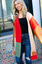 Load image into Gallery viewer, Latte Ready Rust &amp; Taupe Color Block Open Knit Cardigan
