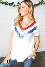 Load image into Gallery viewer, Patriotic Sequin V Neck French Terry Top
