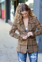 Load image into Gallery viewer, Make It Happen Spice Plaid Tailored Collar Lapel Blazer
