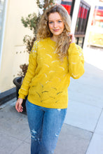 Load image into Gallery viewer, Feeling Fun Mustard Pointelle Lace Shoulder Knit Sweater
