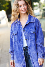 Load image into Gallery viewer, Call On Me Blue Vintage Oversized Corduroy Shacket
