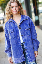 Load image into Gallery viewer, Call On Me Blue Vintage Oversized Corduroy Shacket

