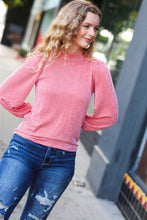 Load image into Gallery viewer, On Your Way Ruby Ribbed Mock Neck Puff Sleeve Top
