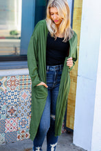 Load image into Gallery viewer, Over The Moon Olive Hacci Midi Open Cardigan
