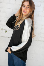 Load image into Gallery viewer, Black Cashmere Feel Shimmer Foil Long Sleeve Raglan
