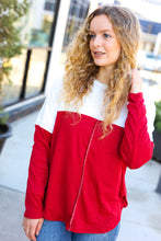 Load image into Gallery viewer, Festive Red &amp; White Drop Shoulder Outseam Color Block Top
