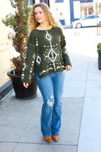 Load image into Gallery viewer, Just A Feeling Olive Aztec Print Fuzzy Sweater
