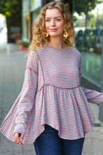 Load image into Gallery viewer, Fall Days Mauve Two Tone Jacquard Knit Babydoll Top
