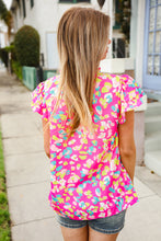 Load image into Gallery viewer, Feeling Femme in Pink Floral Print Frill Mock Neck Blouse
