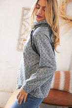 Load image into Gallery viewer, Grey Turtleneck Textured Jacquard Sweater Top
