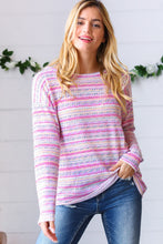 Load image into Gallery viewer, Lilac &amp; Fuchsia Textured Vintage Stripe Top

