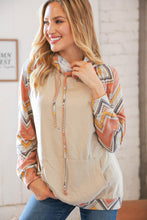 Load image into Gallery viewer, Taupe Chevron Color Block Zipper Hoddie
