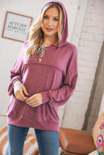 Load image into Gallery viewer, Mauve Two-Tone Leopard Print Lace Up Hoodie
