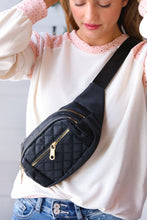 Load image into Gallery viewer, Black Quilted Convertable Belt Sling Bag
