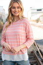 Load image into Gallery viewer, Blush Stripe Waffle Textured Back Keyhole Top
