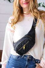 Load image into Gallery viewer, Black Quilted Convertable Belt Sling Bag
