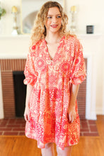 Load image into Gallery viewer, All You Need Peach &amp; Coral Boho Floral V Neck Dress
