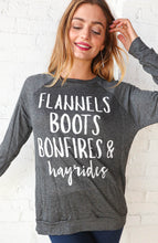 Load image into Gallery viewer, &quot;Flannel, Boots, Bonfires&quot;&quot; Graphic Tee
