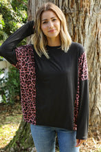 Load image into Gallery viewer, Leopard Print Color Block Dolman Loose Fit Top
